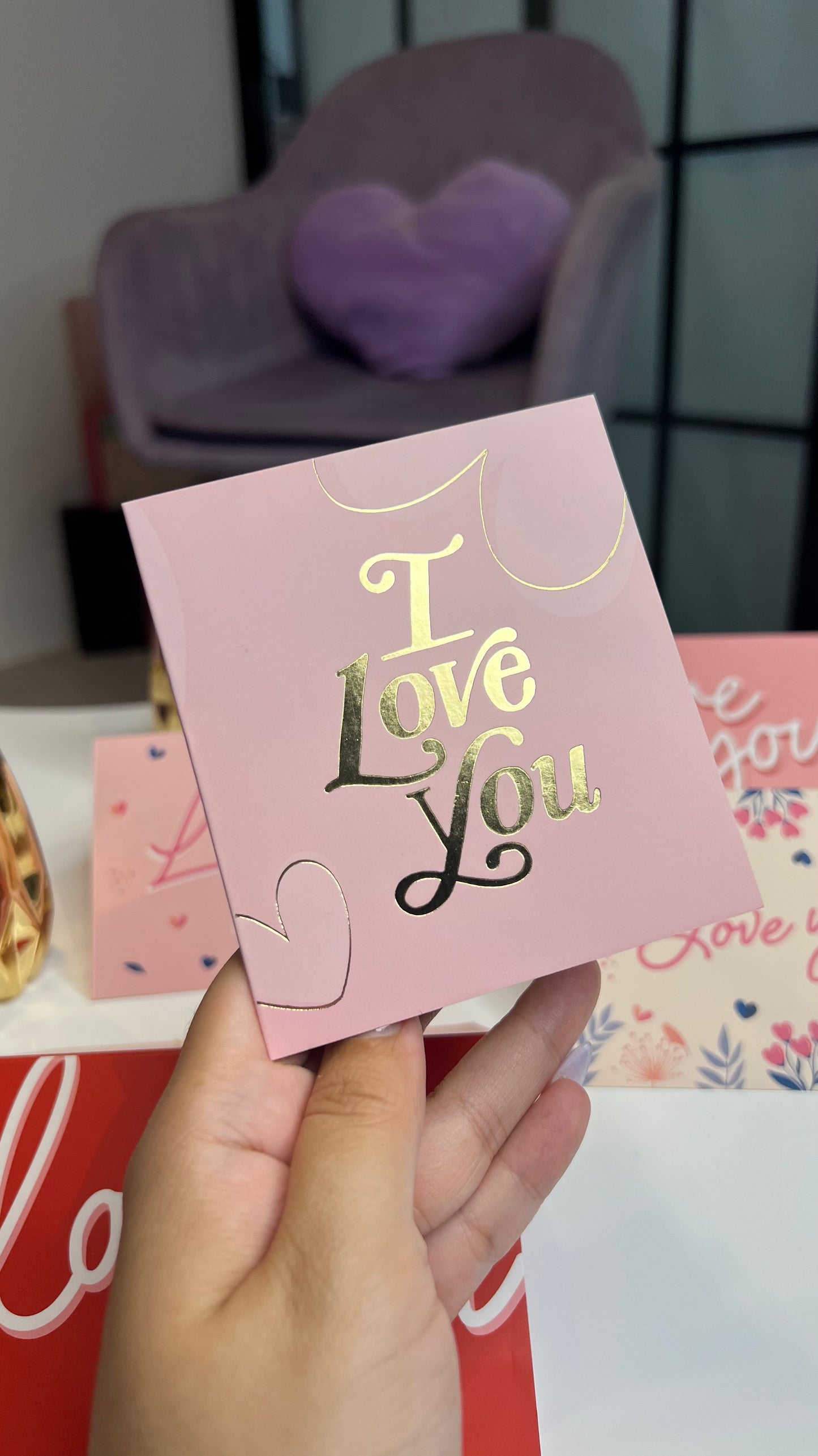 Tarjeta "I love you" rosa