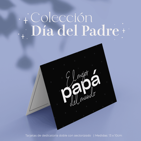 Tarjeta dedicatoria dots black "El mejor papa del mundo"